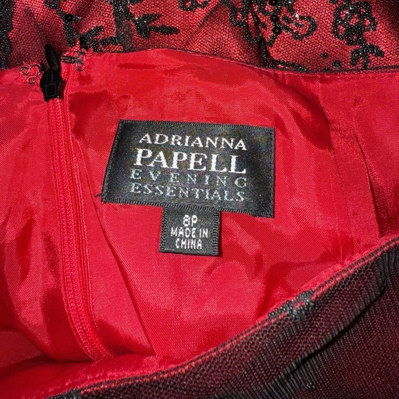 Adrianna Papell Vintage Red Black Goth Floral Sequin Beaded Layer Evening Skirt - Picture 4 of 5